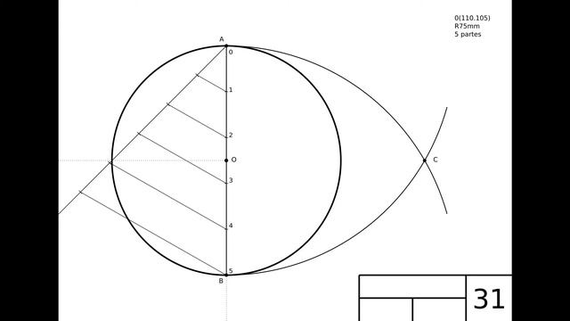 Dividir la circunferencia en 5 partes iguales según el método de tales смотреть онлайн