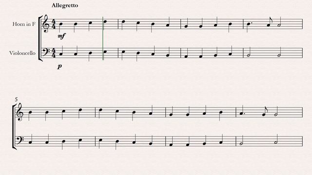 beethoven ode to joy french horn and cello sheet music in c major смотреть онлайн