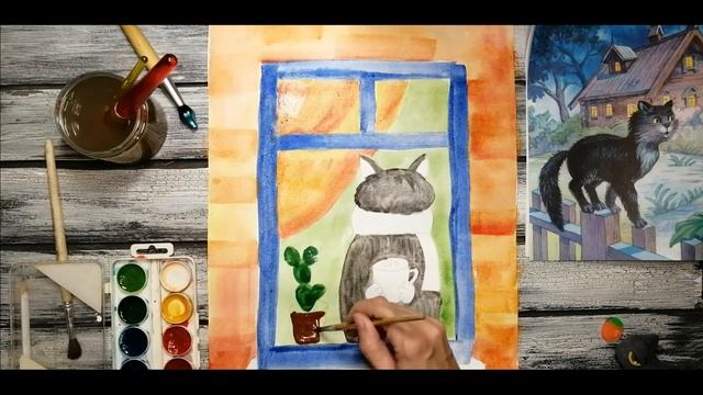 Мастер-класс "Чёрный кот" (рисование) смотреть онлайн