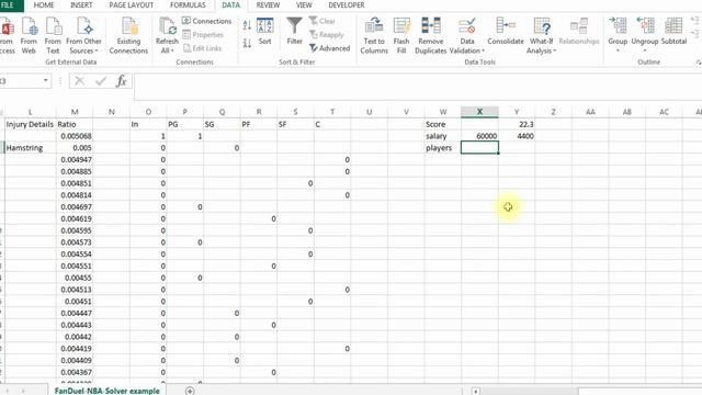 Using Solver in Excel for NBA Basketball Optimal Lineup for Daily Fantasy смотреть онлайн