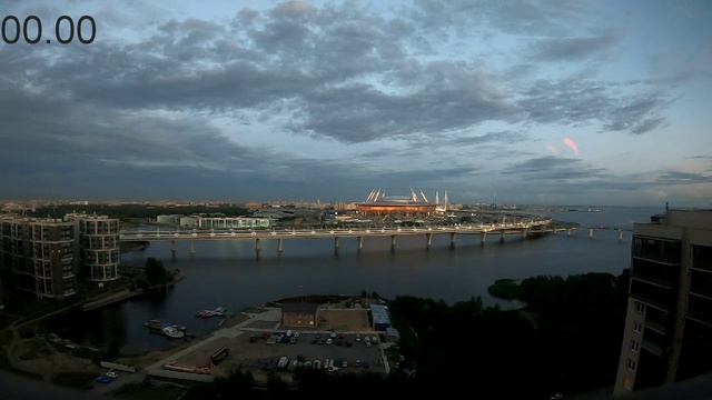 Saint Petersburg clouds. Gulf of Finland. Gazprom arena. Yacht the bridge. смотреть онлайн