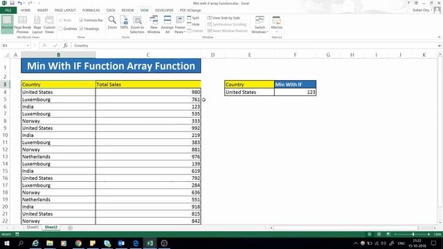 Excel Array formula with MIN and IF function смотреть онлайн