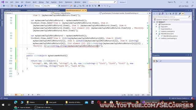 C# Programming (Intermediate) - Lecture 1: Method Overriding, Access Modifiers, Non/Static, Tuples смотреть онлайн