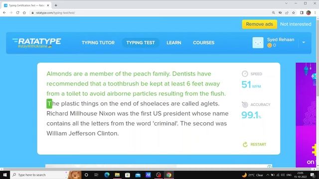 Online Typing Test on Ratatype - (1) - 50 + Typing Speed with Accuracy 97.6 смотреть онлайн
