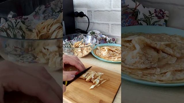 САЛАТ С ЯИЧНЫМИ БЛИНЧИКАМИ ? смотреть онлайн