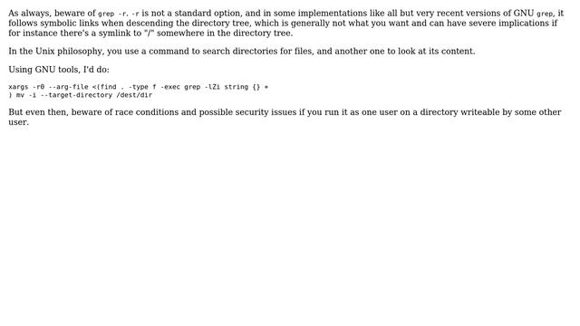Unix & Linux: Grep command to find files containing text string and move them (6 Solutions!!)