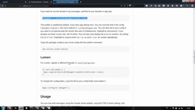 Установка и настройка дебаггера (Debugbar) в Laravel 5 смотреть онлайн