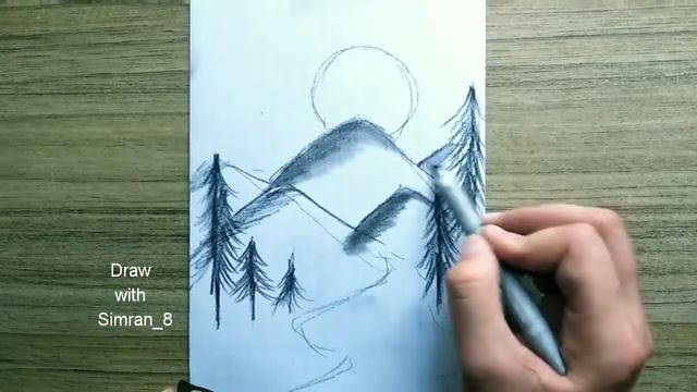 Mountain Landscape? Drawing in 7 minutes !!! with charcoal смотреть онлайн