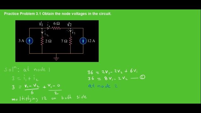 Practice Problem 3.1 Obtain the node voltages in the circuit. | Circuit Analysis смотреть онлайн