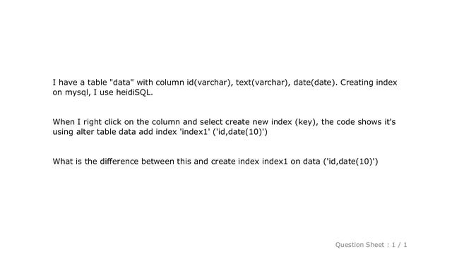 MySQL : What is the difference between MySQL's create index and alter add index? смотреть онлайн