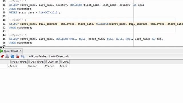 Oracle COALESCE Function смотреть онлайн