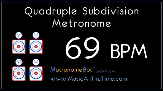 Quadruple subdivision metronome at 69 BPM MetronomeBot смотреть онлайн