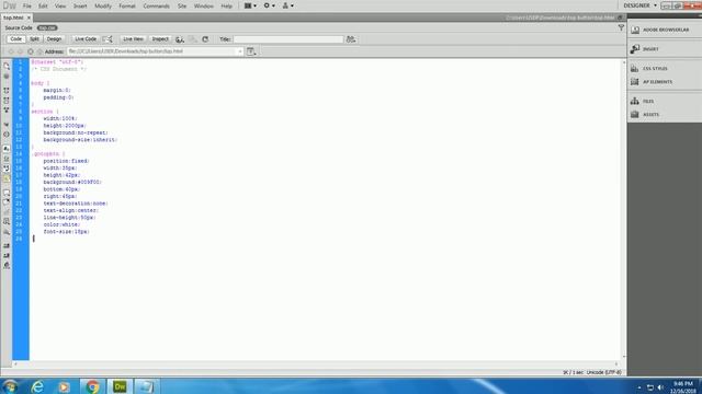 Dreamweaver CS5 Tutorial: How to create scroll to top button in html5 css смотреть онлайн