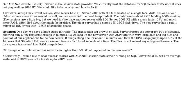 ASP.NET Session State SQL Server 2008 R2 Freezes with High CPU Usage смотреть онлайн
