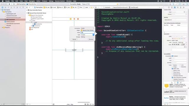 Программирование под IOS | Pass Data | Предаем данные через ViewController | Swift | Xcode смотреть онлайн