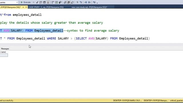 MS SQL- display details whose salary is greater than average salary смотреть онлайн