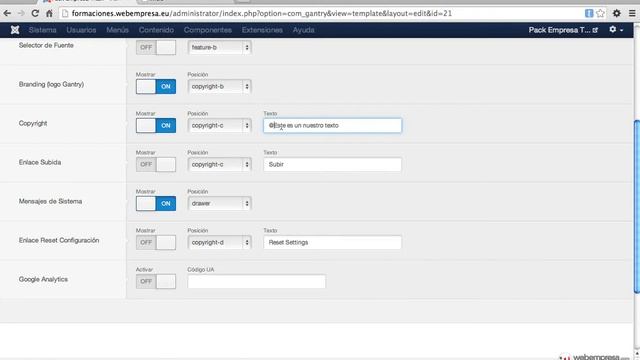 Packs Webempresa con framework Gantry: pestaña Características смотреть онлайн