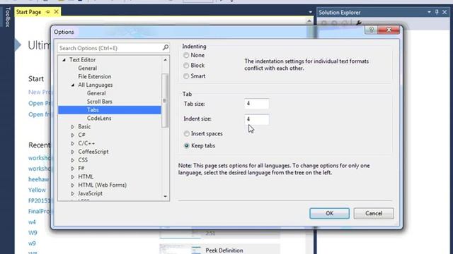 How to set tab size in Visual studio смотреть онлайн