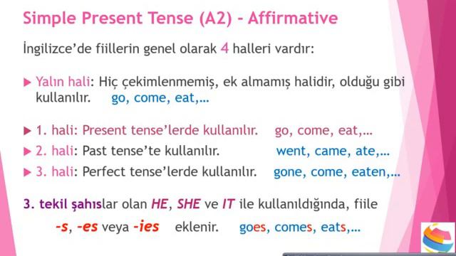 Simple Present Tense A2 Affirmative Sentences Geniş Zaman Olumlu Cümle Sesi Kısık смотреть онлайн