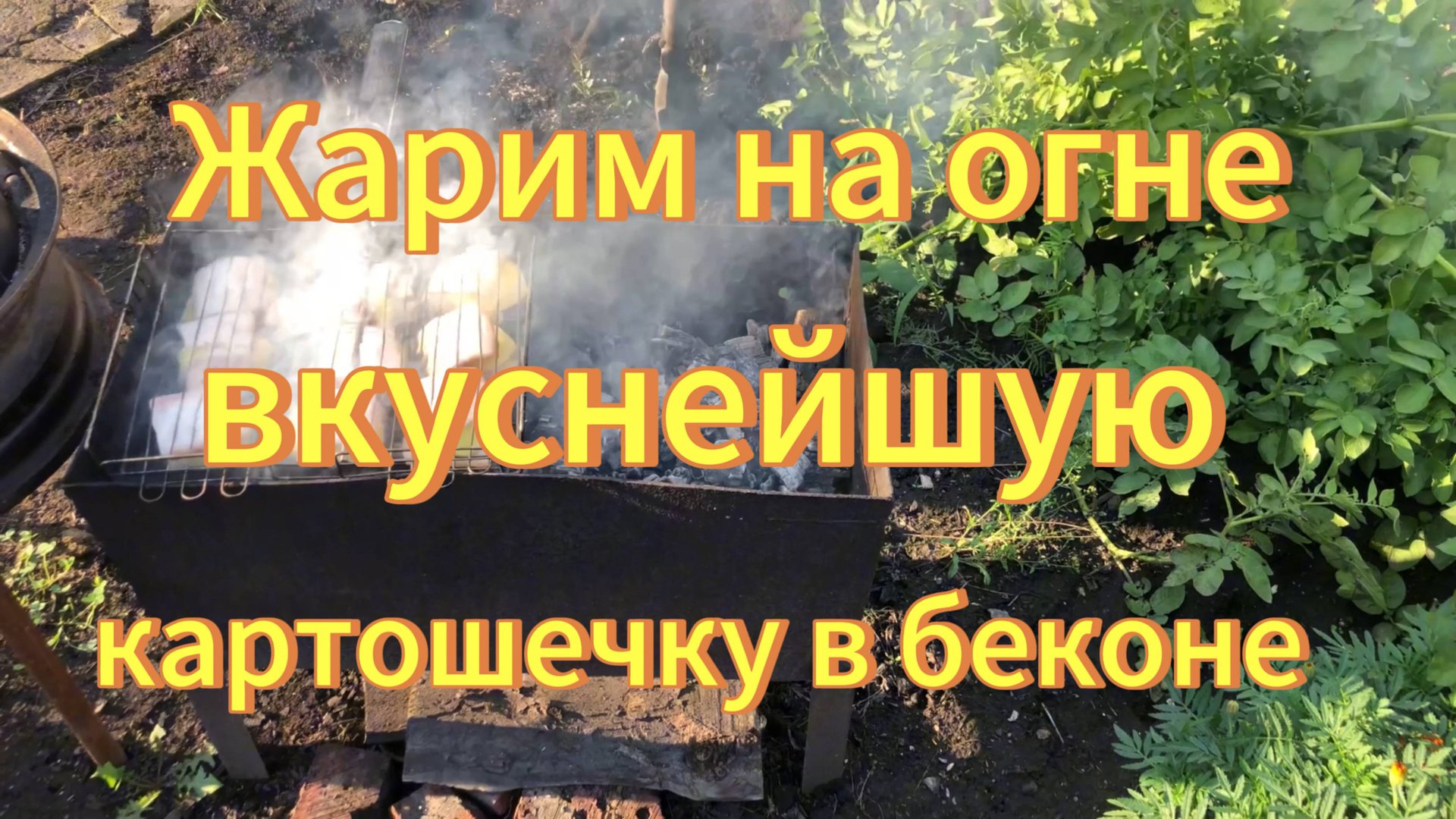 Рецепты с дачи. Молодая картошка завернутая в бекон жареная на решетке гриль на огне. смотреть онлайн