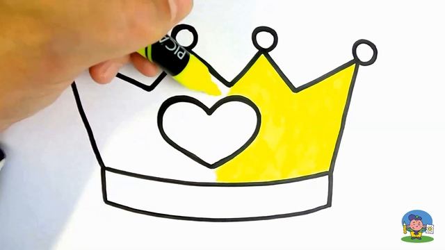 Как нарисовать КОРОНУ С СЕРДЕЧКОМ / Раскраска КОРОНА для детей / How to Draw a Crown смотреть онлайн