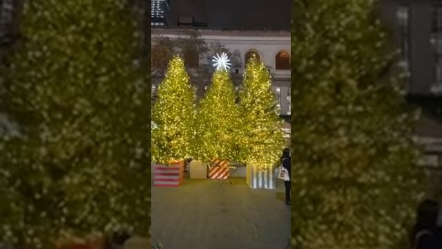 Bryant Park Winter Village Frost Fest Ice Skating Christmas Tree Lighting New York NYC USA 2020 смотреть онлайн