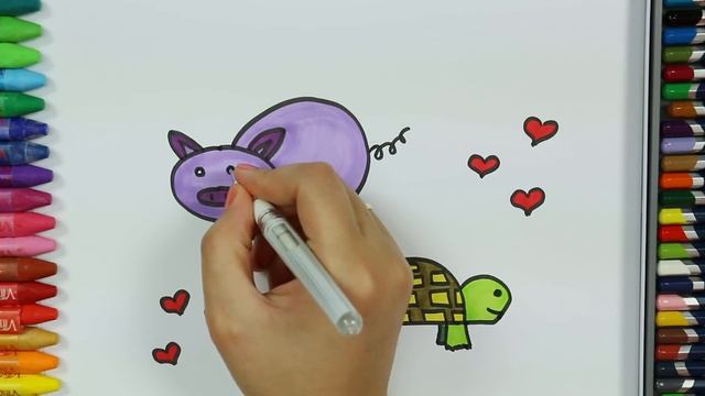 Как нарисовать свинью ? | Цвет черепахи | Раскраски | Как рисовать и цвет смотреть онлайн