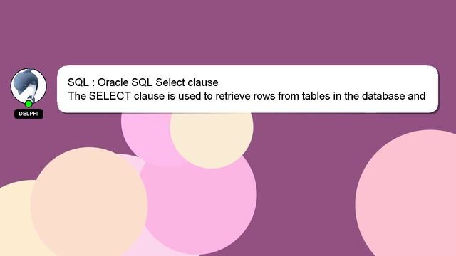 SQL : Oracle SQL Select clause смотреть онлайн