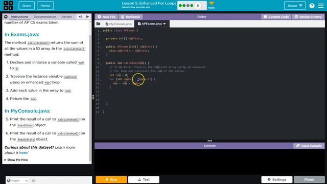 Code.org Lesson 5.5A Enhanced For Loops | Tutorial with Answers | Computer Science A Unit 3 смотреть онлайн