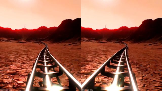 Virtual Reality 3D Video:  Sci-Fi SBS Roller Coaster VR On Mars - 롤러코스터, Montañas Rusas, Achterbahn