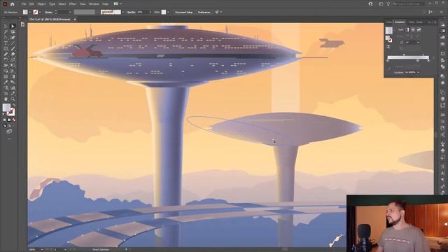 Стрим. Отрисовка города будущего в Adobe illustrator смотреть онлайн