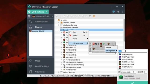 Universal Minecraft Editor - Basic Inventory Editing #1 смотреть онлайн
