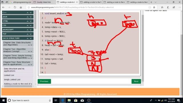 #38 doubly linked list Adding a node to the end Tutorial in Amharic | በአማርኛ смотреть онлайн