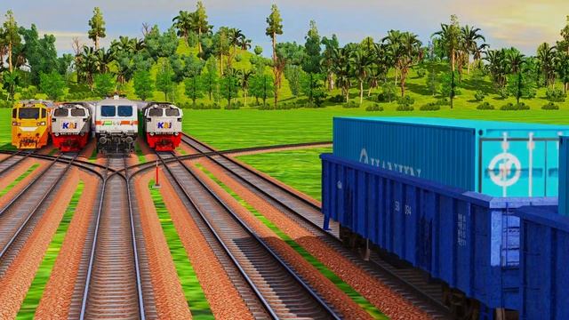 7 Colorful Trains Crazy Crossing On Line Same Track-Bumpy Diamond Crossing Track | Trainz Simulator смотреть онлайн