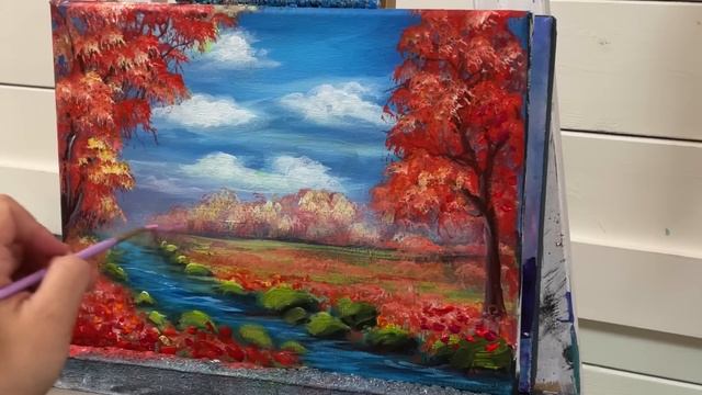 How To Paint CHURCH IN FALL ??Acrylic Painting Tutorial смотреть онлайн