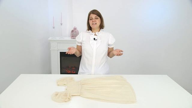 Платье с пышными рукавами из ткани жатка с шелковым подкладом для Каролины. Обзор готового изделия. смотреть онлайн