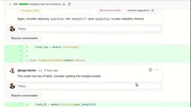 GitHub Django code review bot improves models.py смотреть онлайн