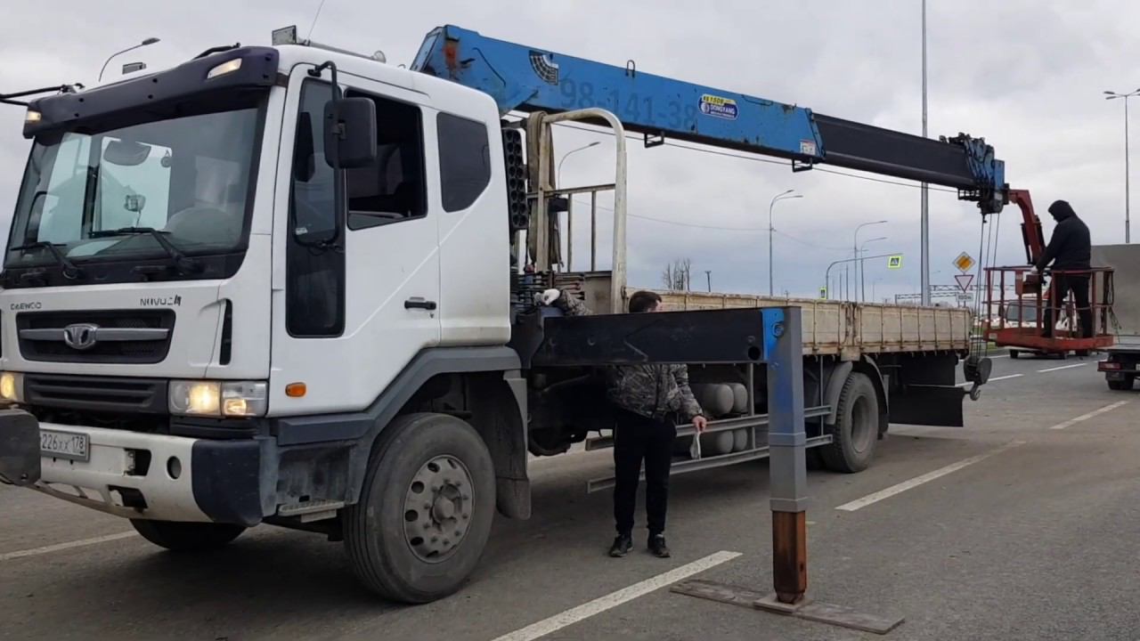 Кран манипулятор-автовышка,Развлекаемся на работе,в корейской люльке DongYang на 24 метра в небо смотреть онлайн