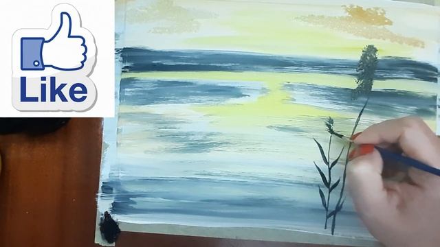 Как нарисовать закат. Как нарисовать озеро. Осенний закат. Правополушарное рисование. Рисуем пейзаж смотреть онлайн