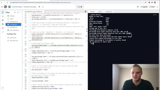 Demographic Data Analyzer | FreeCodeCamp смотреть онлайн