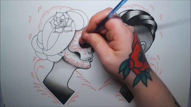 Watercolor and Ink | FATE | Painting Timelapse | Sugar Skull Love смотреть онлайн