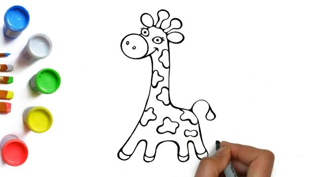 How to draw a giraffe drawing with children, Как нарисовать жирафа, рисование с детьми for kids смотреть онлайн