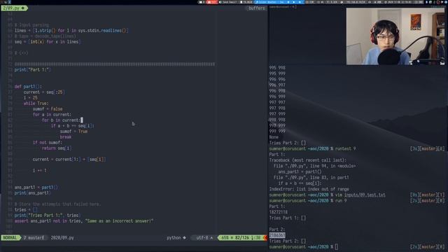 Advent of Code 2020 - Day 9 | !advent !python (227*, 168**) смотреть онлайн