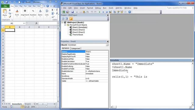 Excel VBA Visual Basic Editor Immediate Window смотреть онлайн
