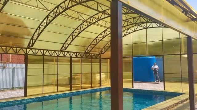 Навес из поликарбоната над бассейном смотреть онлайн