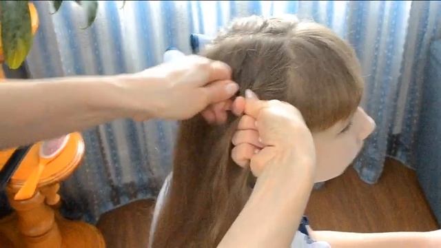 Прическа на длинные/средние волосы, плетение. Бант Флор. смотреть онлайн
