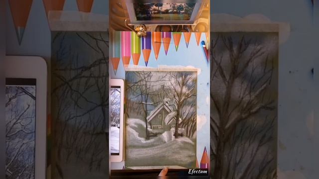 Зимний пейзаж пастелью смотреть онлайн