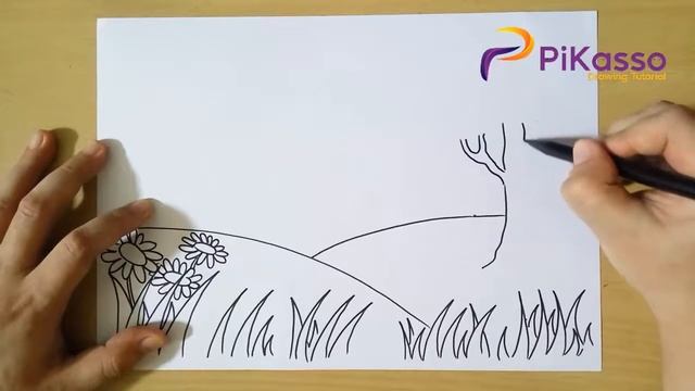 How to Draw Countryside Landscape with Mountain смотреть онлайн