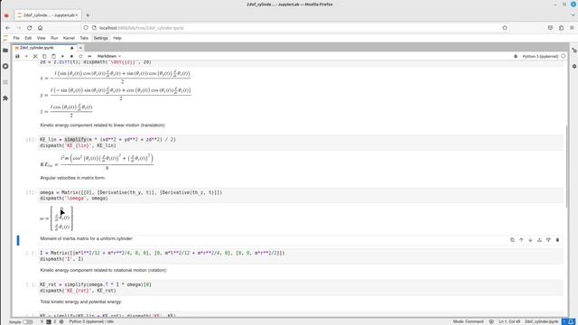Python Tutorial: Deriving Equations of Motion for a 2-DOF Uniform Cylinder using SymPy смотреть онлайн