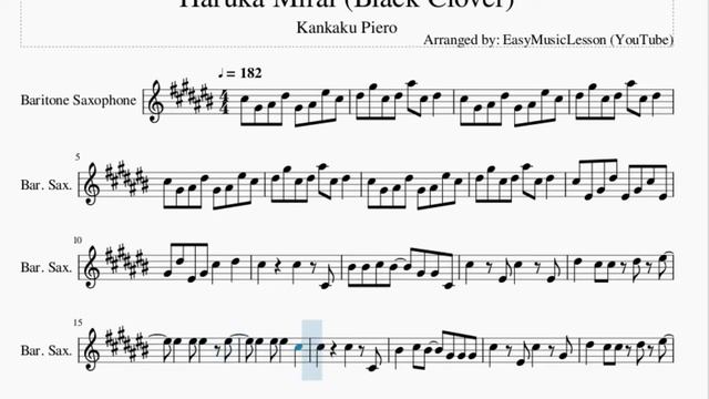 Baritone Sax Sheet Music: How to play Haruka Mirai (Black Clover) by Kankaku Piero смотреть онлайн